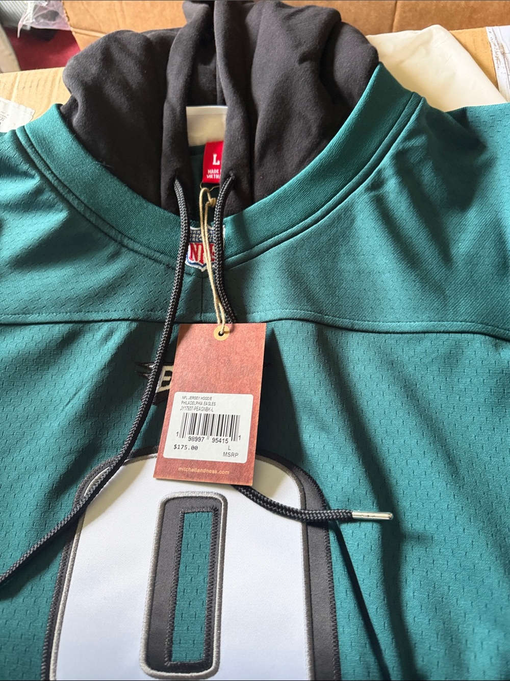 Mitchell & Ness Teal Pullover Hoodie with Black Hood